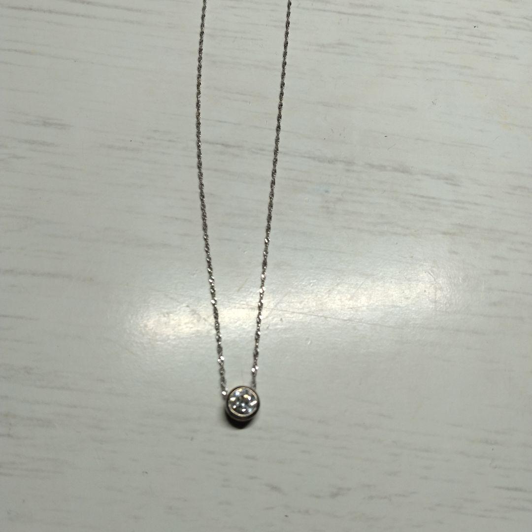 ラ*ん様 チェーンk14 ホワイトゴールド　トップシルバー925 CZ