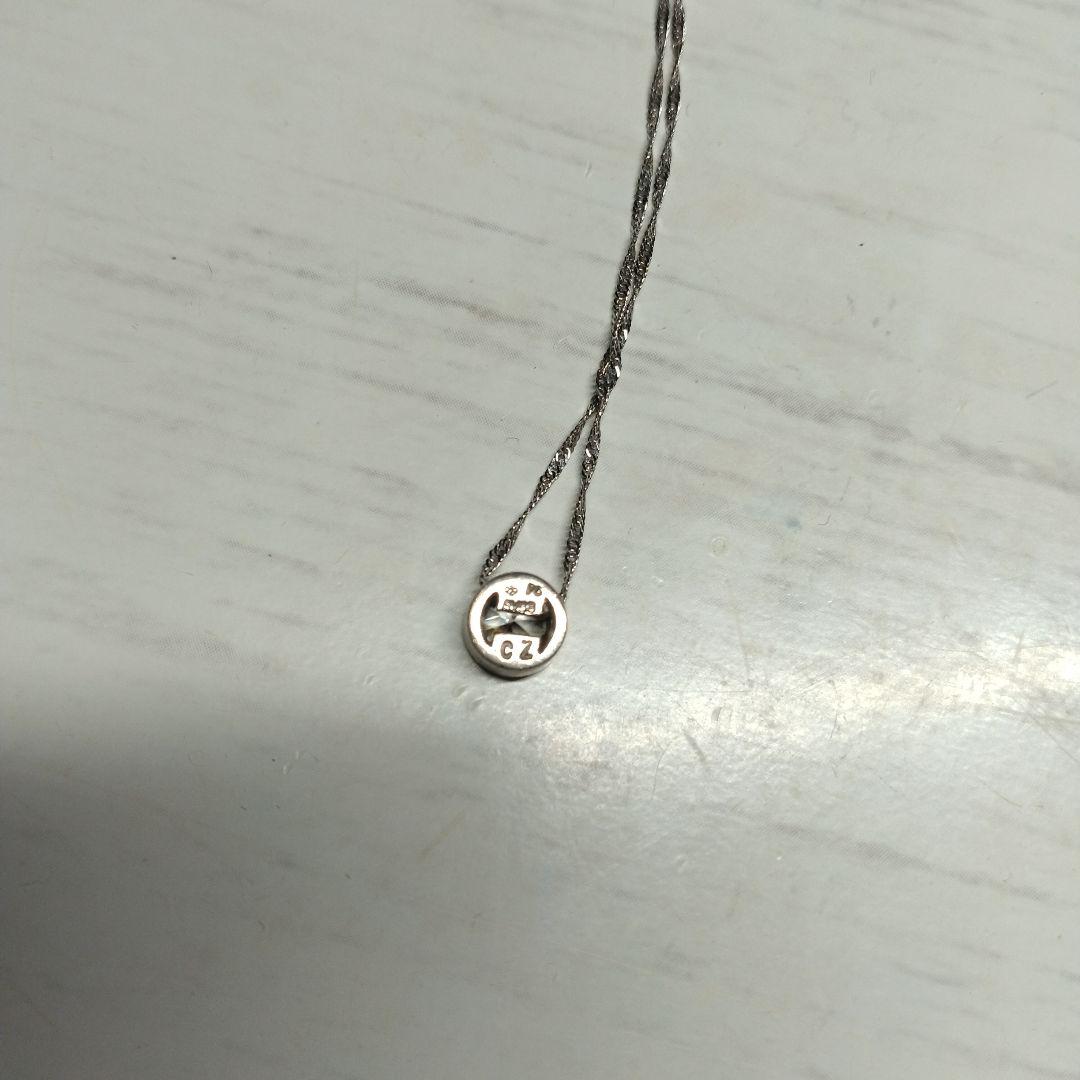 ラ*ん様 チェーンk14 ホワイトゴールド　トップシルバー925 CZ
