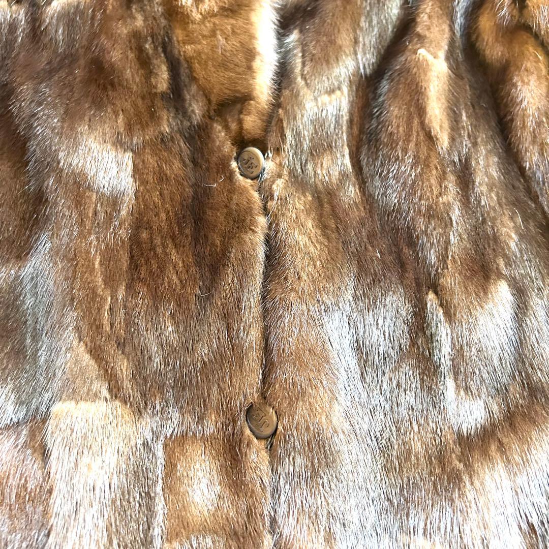 【希少デザインEMBA✨️リバーシブルミンク】 デミバフ コート M 本毛皮 絹