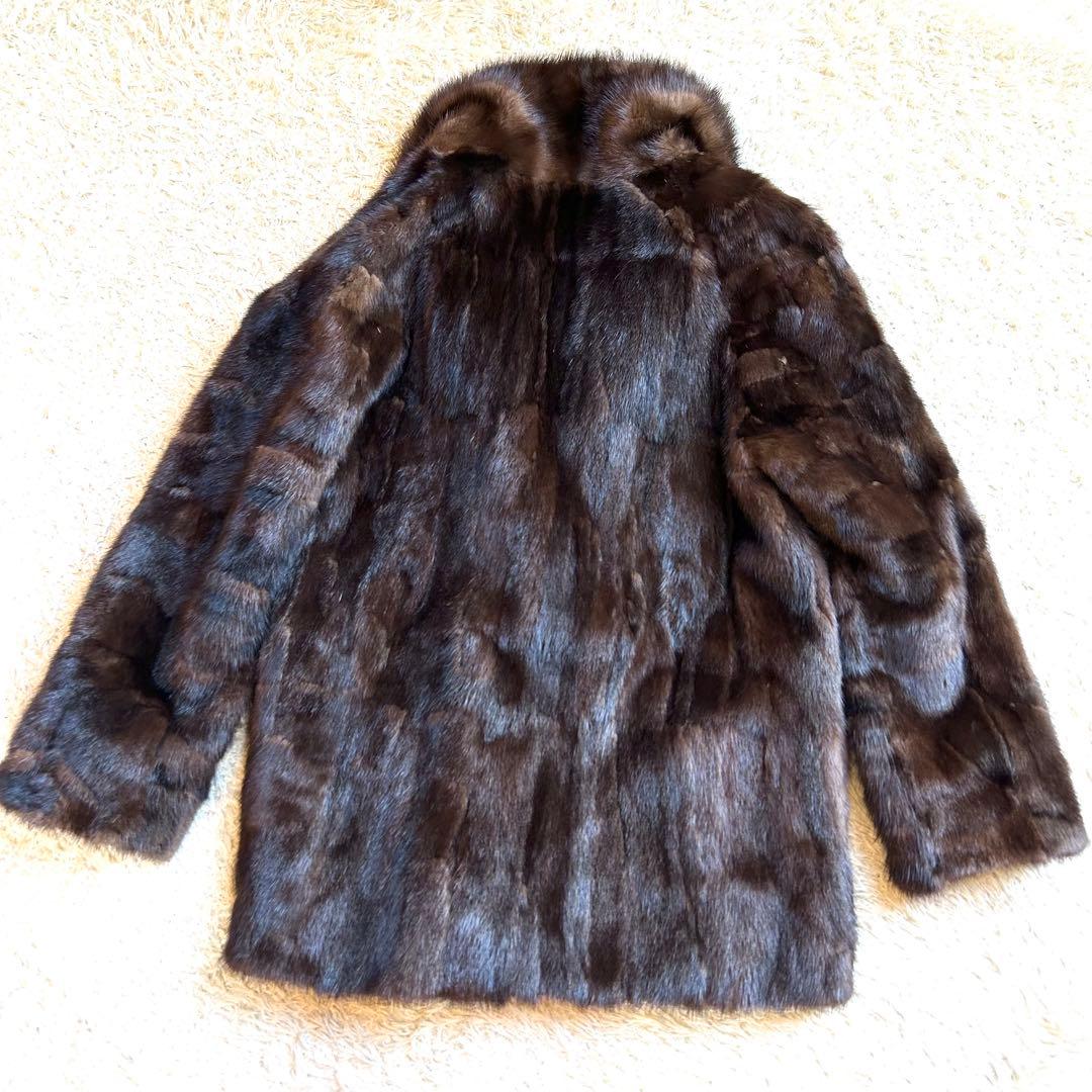 【希少デザインEMBA✨️リバーシブルミンク】 デミバフ コート M 本毛皮 絹