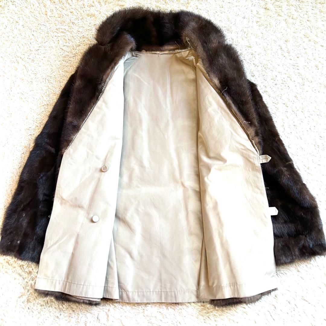 【希少デザインEMBA✨️リバーシブルミンク】 デミバフ コート M 本毛皮 絹
