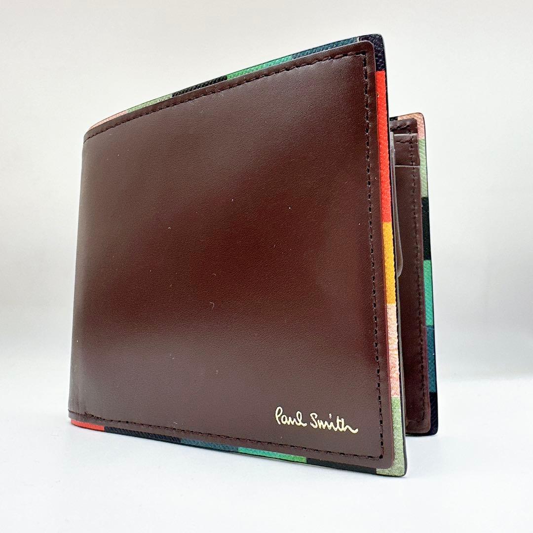 極美品　ポールスミス　アーティスストライプ　二つ折り　財布　メンズ