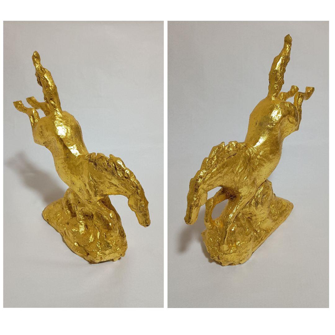 北村西望「躍進」ブロンズ象　干支　午　馬　金色