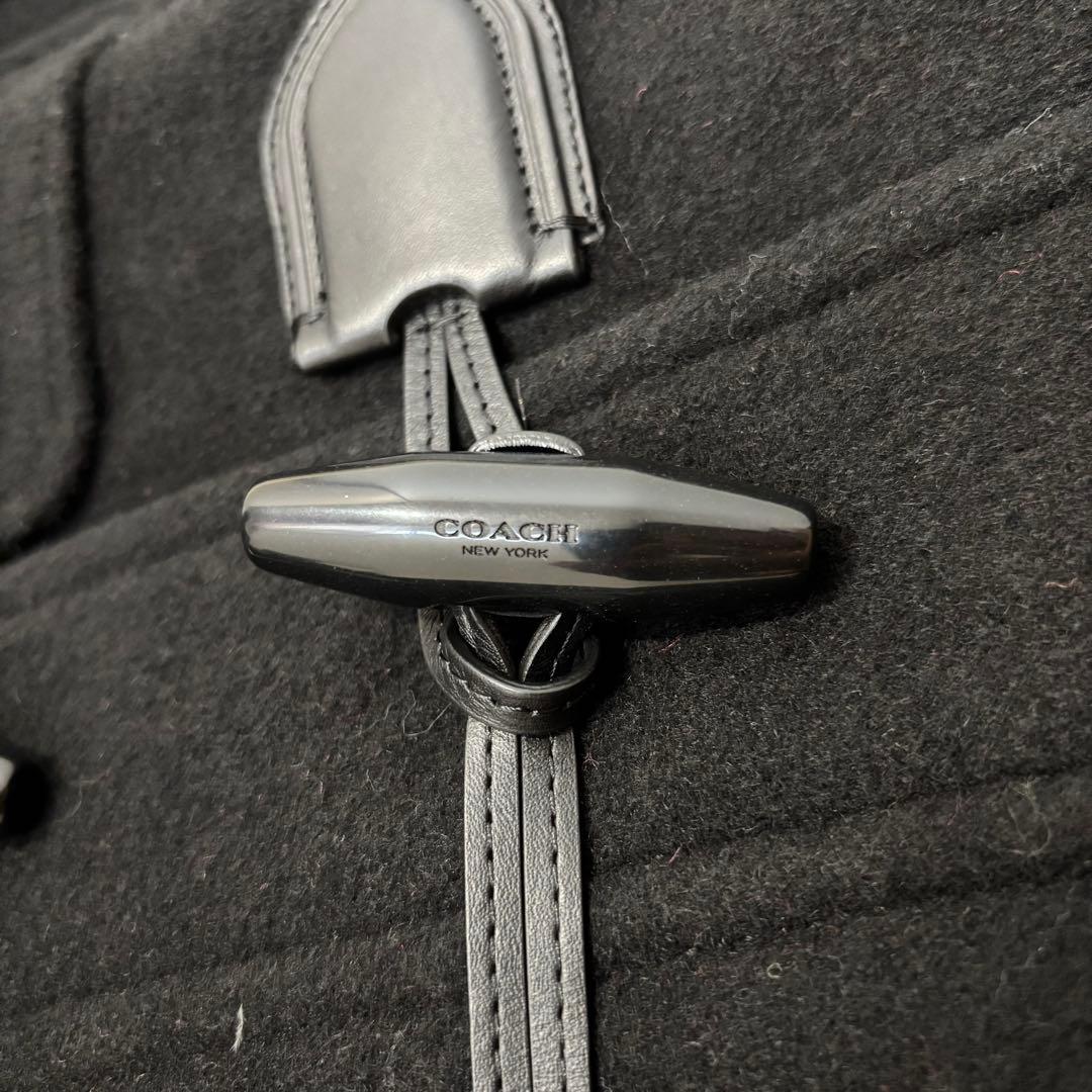 コーチ　ポンチョコート　ケープ　ダッフルコート チェック柄　牛革　黒