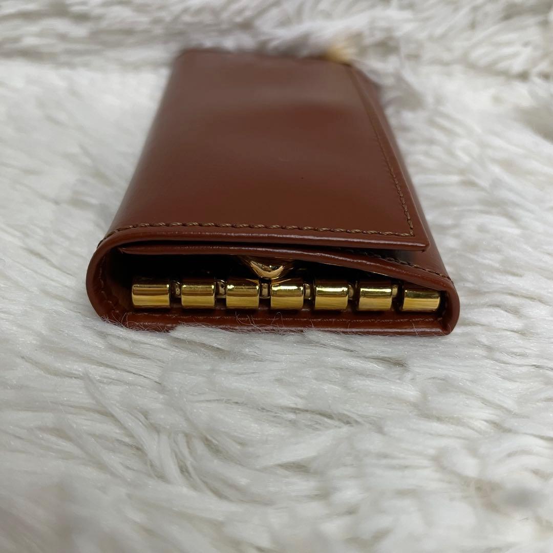 未使用品　ロエベ　6連キーケース アナグラム　チャーム　本革　型押し　金　茶