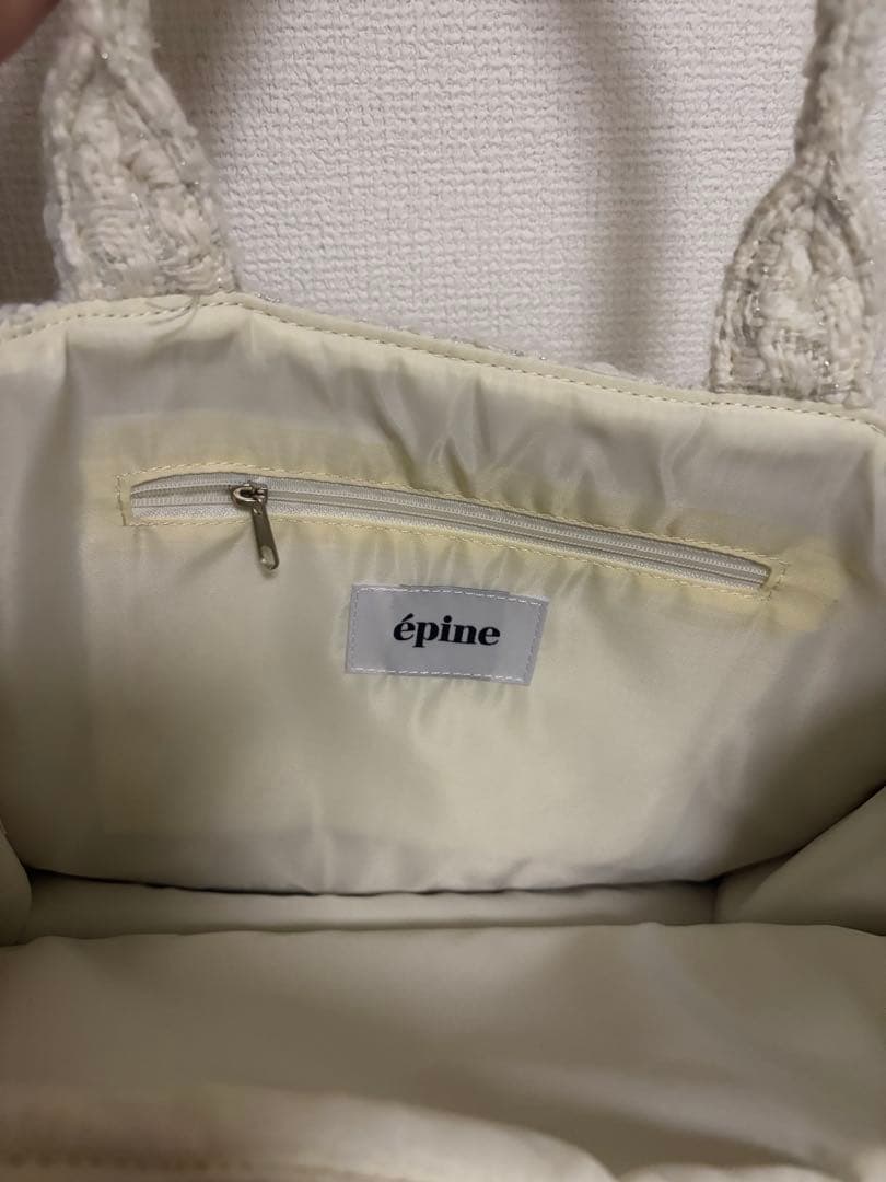 Epine ホワイト トートバッグ エピヌ ツイード