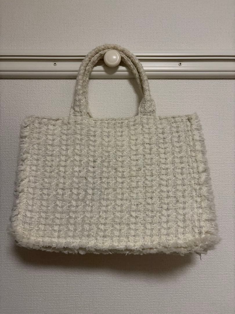 Epine ホワイト トートバッグ エピヌ ツイード
