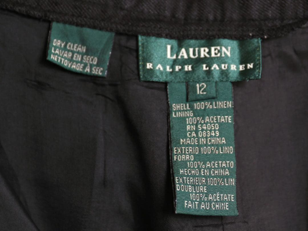 00s ローレン ラルフローレン スラックス 100% リネン ブラック