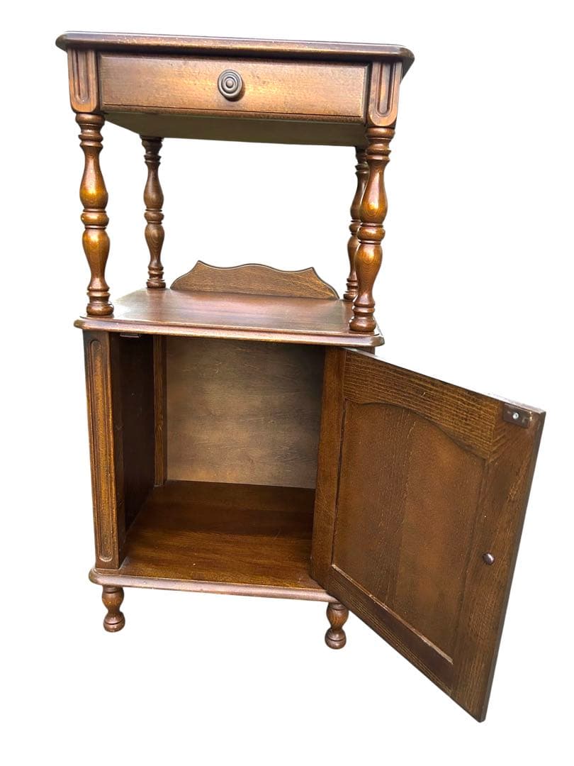 昭和レトロ 木製コンソールテーブル コールキャビネット 電話台 花台