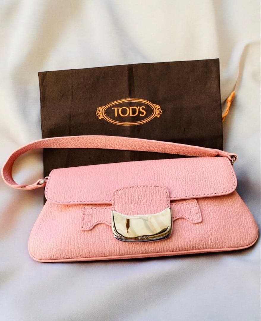 春色セールTOD'S トッズ ショルダーバッグ ピンク 訳あり特価 保存袋付き