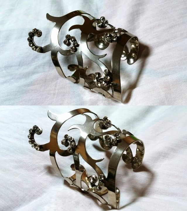 正規美 レア ヴェルサーチ ゴシックバングル シルバー×石 特大! ブレスレット