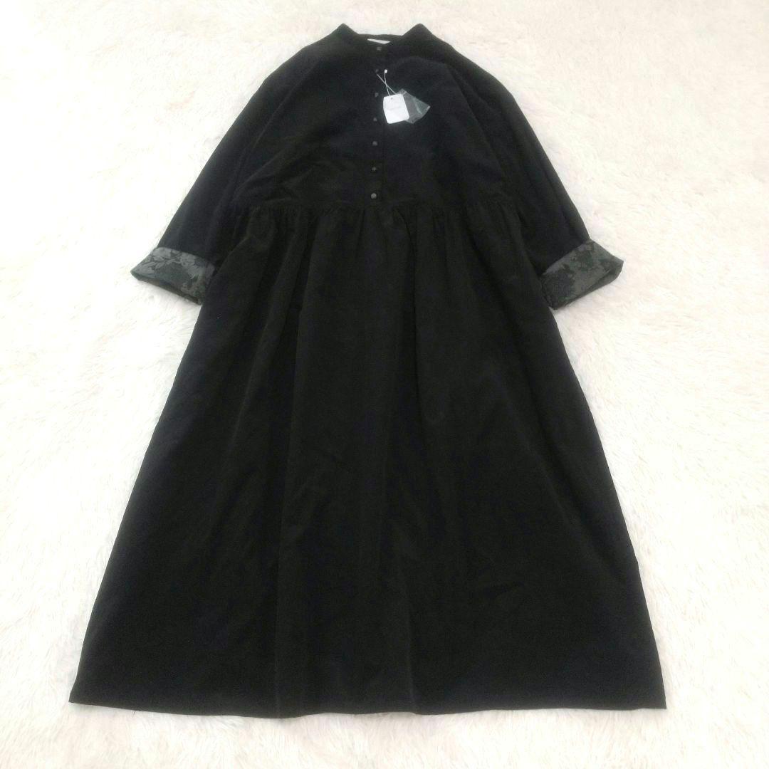 sosotto ソソット 袖裏リバティギャザーワンピース ブラック フリー