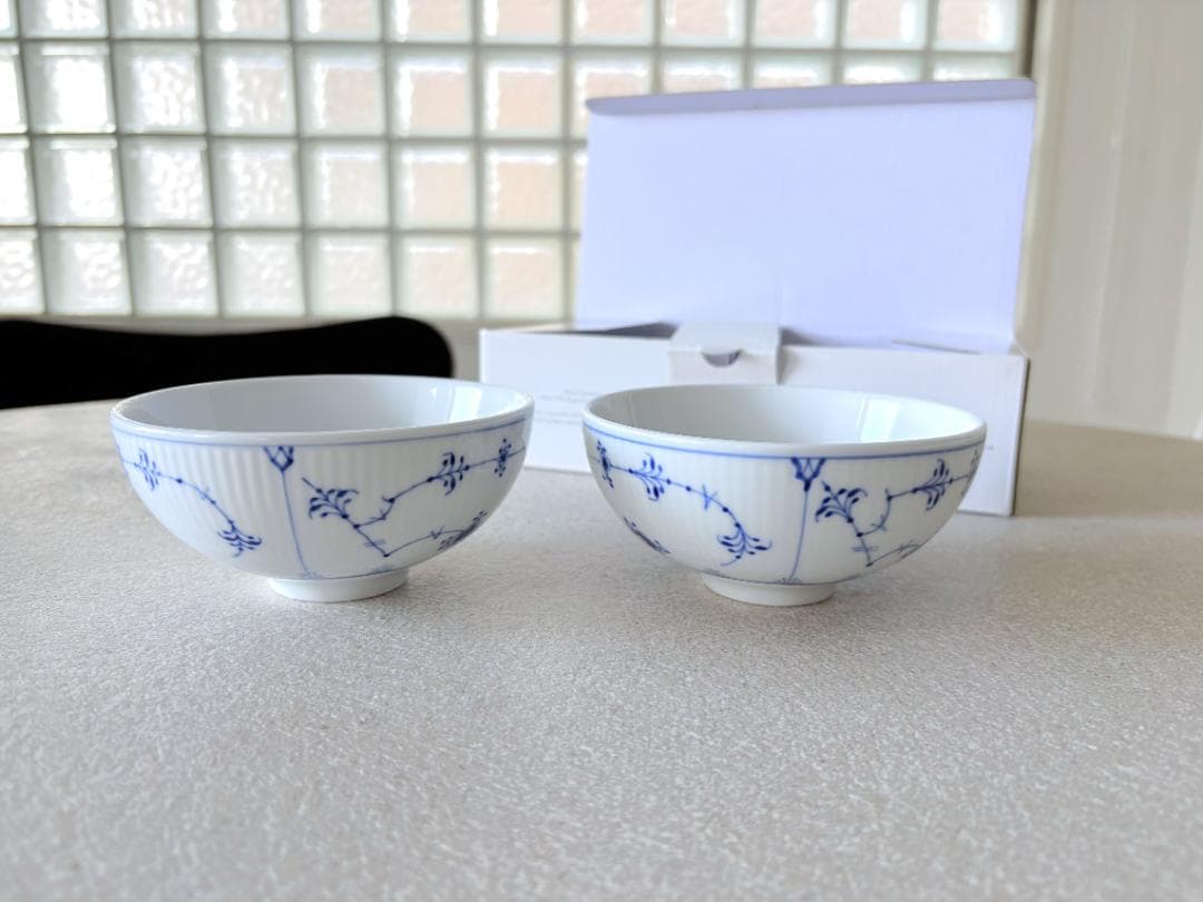 ロイヤルコペンハーゲン　ブルーフルーテッドプレイン　ライスボウル　ご飯茶碗　ペア