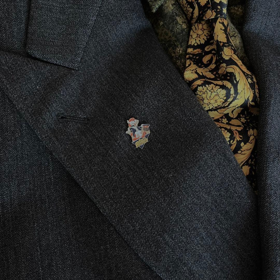 極美品✨豪華５点セット✨イタリア製ダブルスーツVERSACEネクタイ　ピンズ