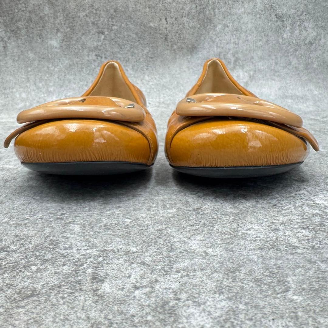 靴 Prada Buckle Flat Pumps Leather 23cm