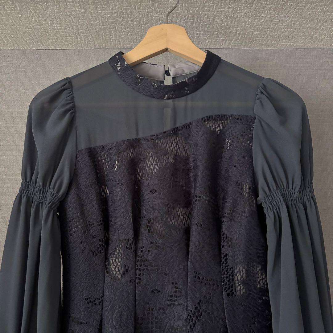 【ANDRESD】アシンメトリータックドレス 結婚式ワンピース