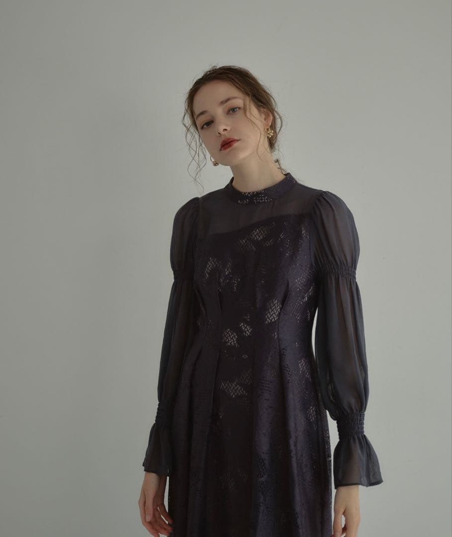 【ANDRESD】アシンメトリータックドレス 結婚式ワンピース