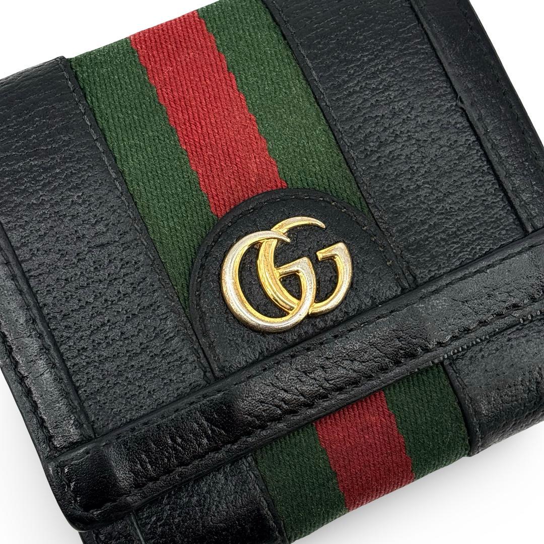 美品】GUCCI グッチ レザー シェリーライン 折り財布　GGマーモント　金具