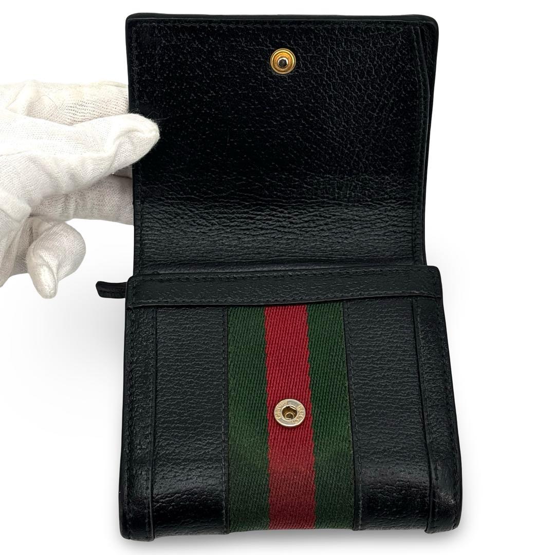 美品】GUCCI グッチ レザー シェリーライン 折り財布　GGマーモント　金具