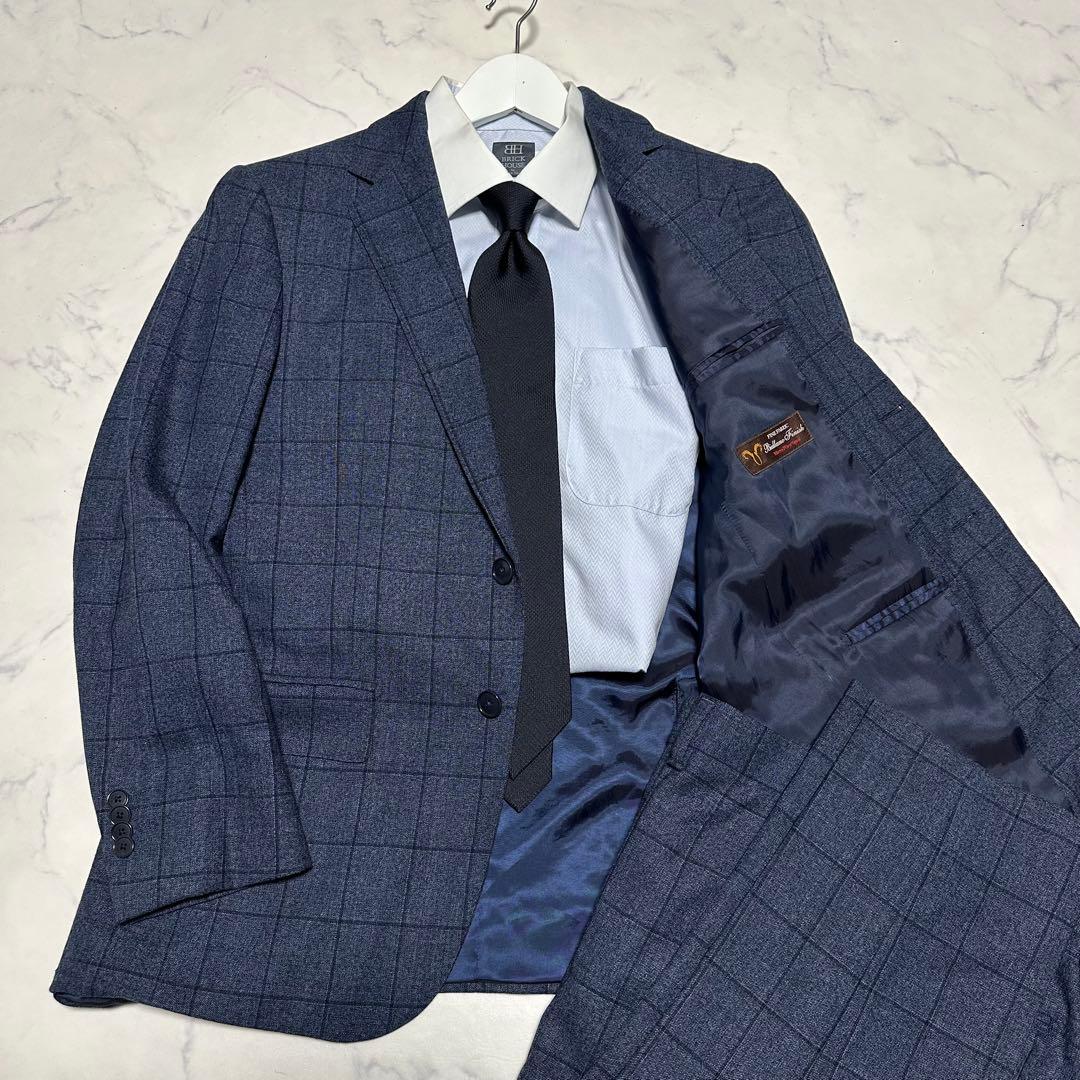 未使用級美品　ユナイテッドアローズ　セットアップスーツ　ネイビー　紺　チェック