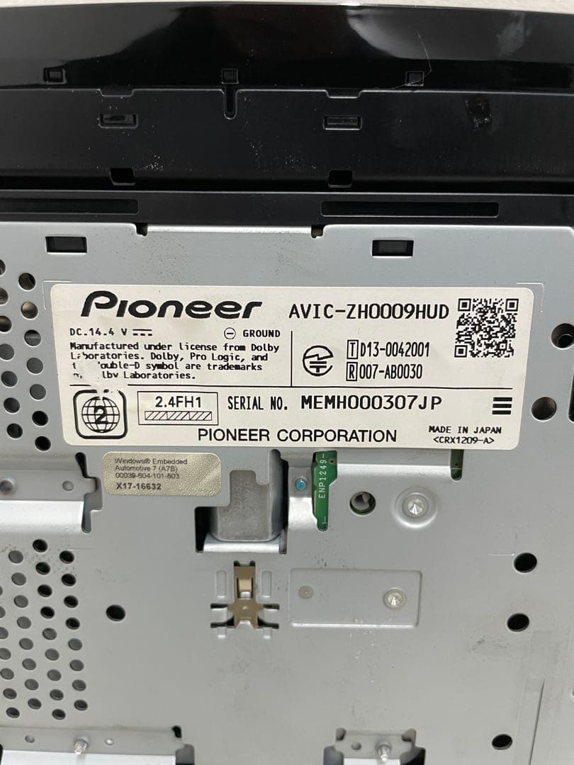 カロッツェリア◇AVIC-ZH0009HUD◇フルセグ/CD/DVD/BT/MS