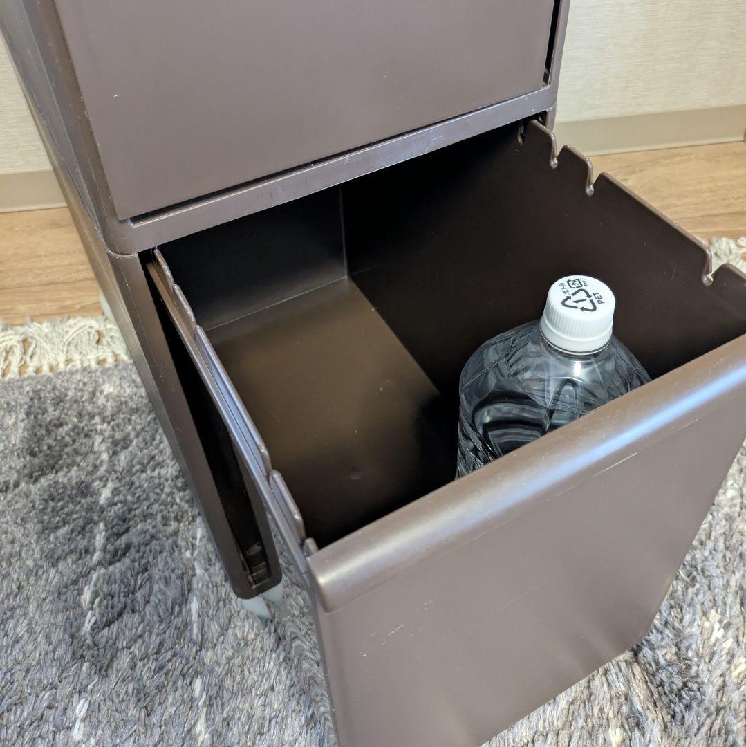 【美品】ゴミ箱 分別スイングステーションワイド 4段 ナチュラル・ブラウン