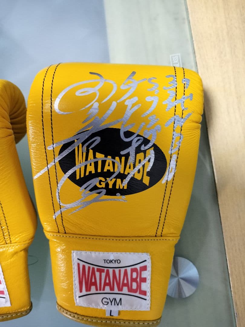WBA世界スーパーフェザー級チャンピオン、内山高志練習用実使用グラブ直筆サイン