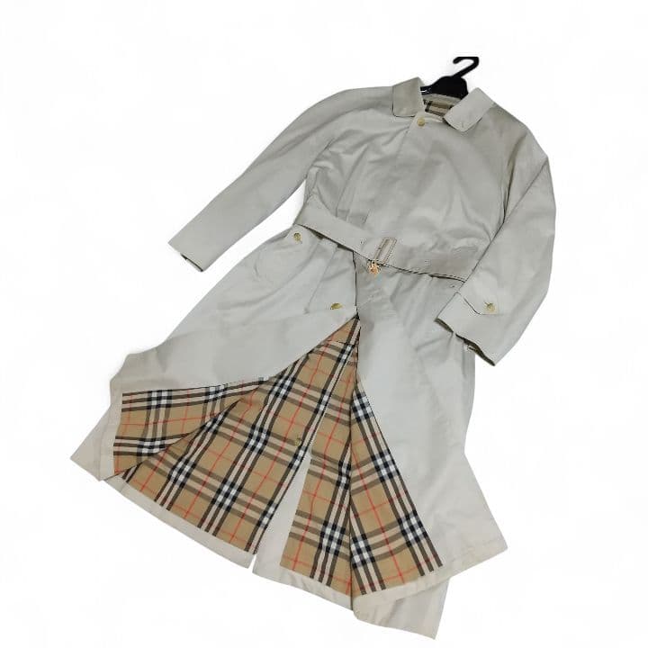 ビンテージ　ゆったり　バーバリー　ノバチェック　ステンカラー　トレンチコート