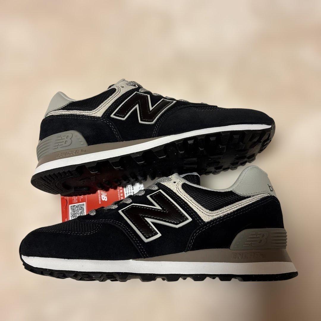 new balance 574 スニーカー 黒/グレー