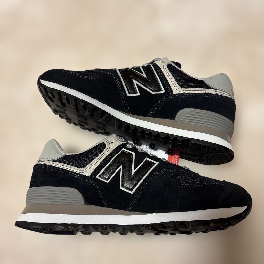 new balance 574 スニーカー 黒/グレー