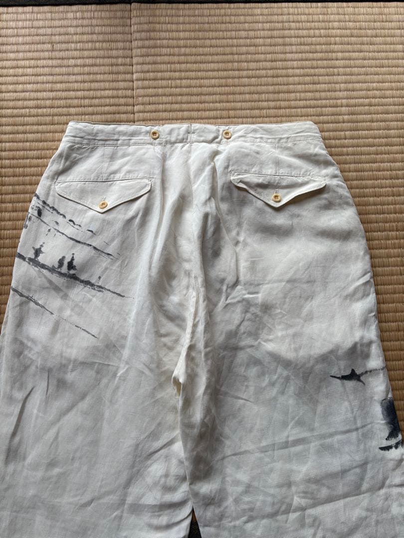90's polo ralph lauren シルクリネン ペイント パンツ