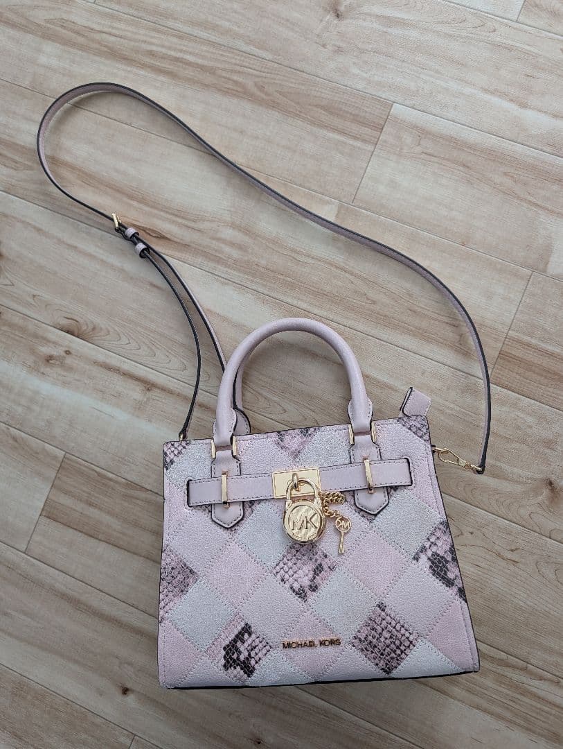 美品 MICHAEL KORS パイソン柄 ピンク 2WAYバッグ