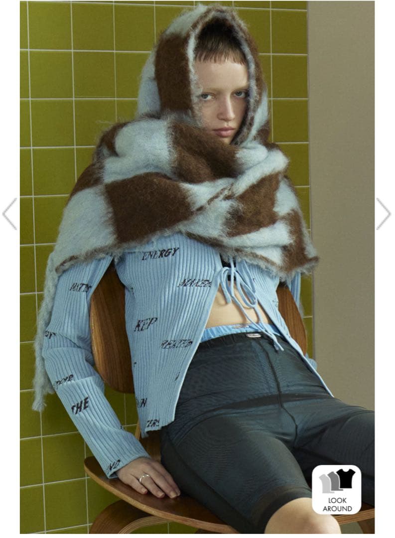 Block CheckShaggyknitブロックチェックシャギーニットマフラー