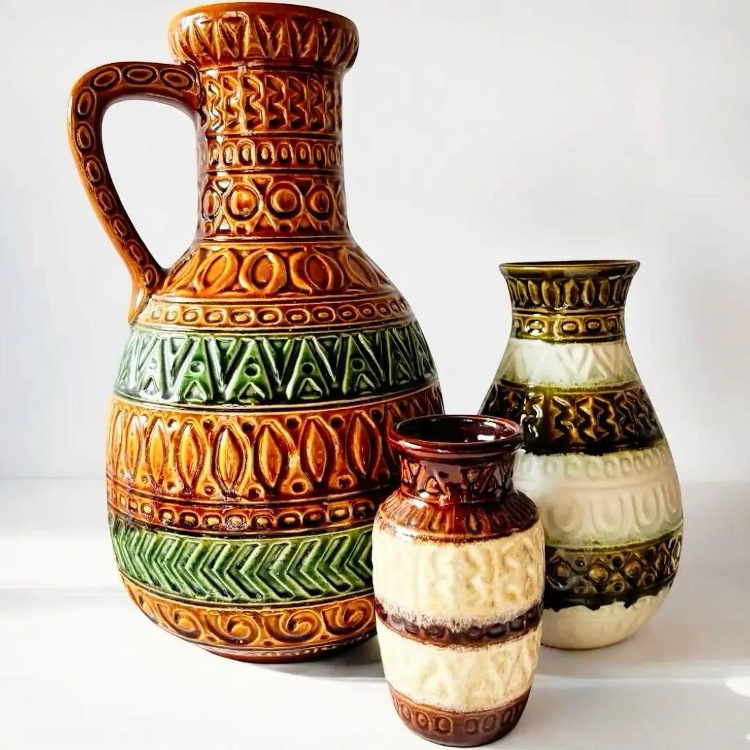 Fat Lava BAY 花瓶 3点セット｜西ドイツ製　フラワーベース 42㎝