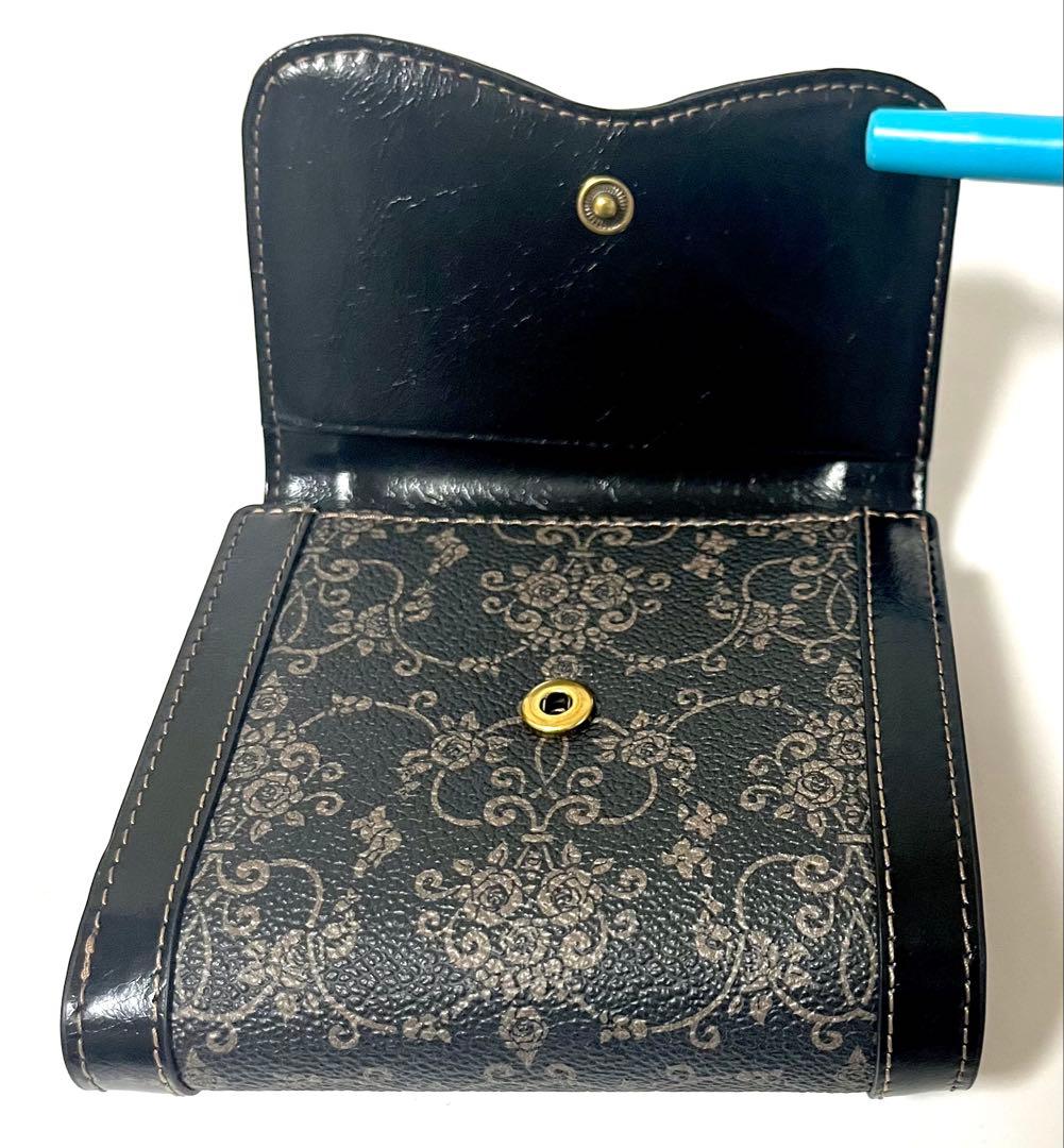【るぅ様】 ANNA SUI 財布 リーブル 黒 三つ折り がま口
