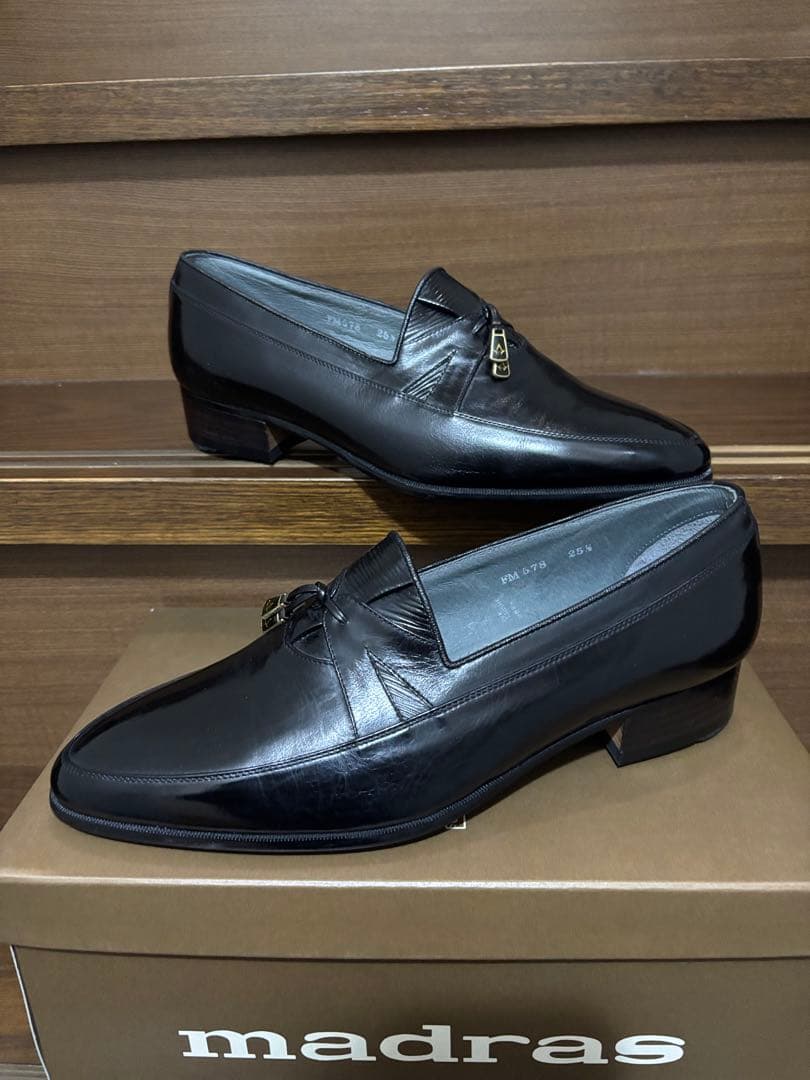 ヒ*す様 マドラスmadras革靴レザードレスシューズFANCY黒25.5EE新