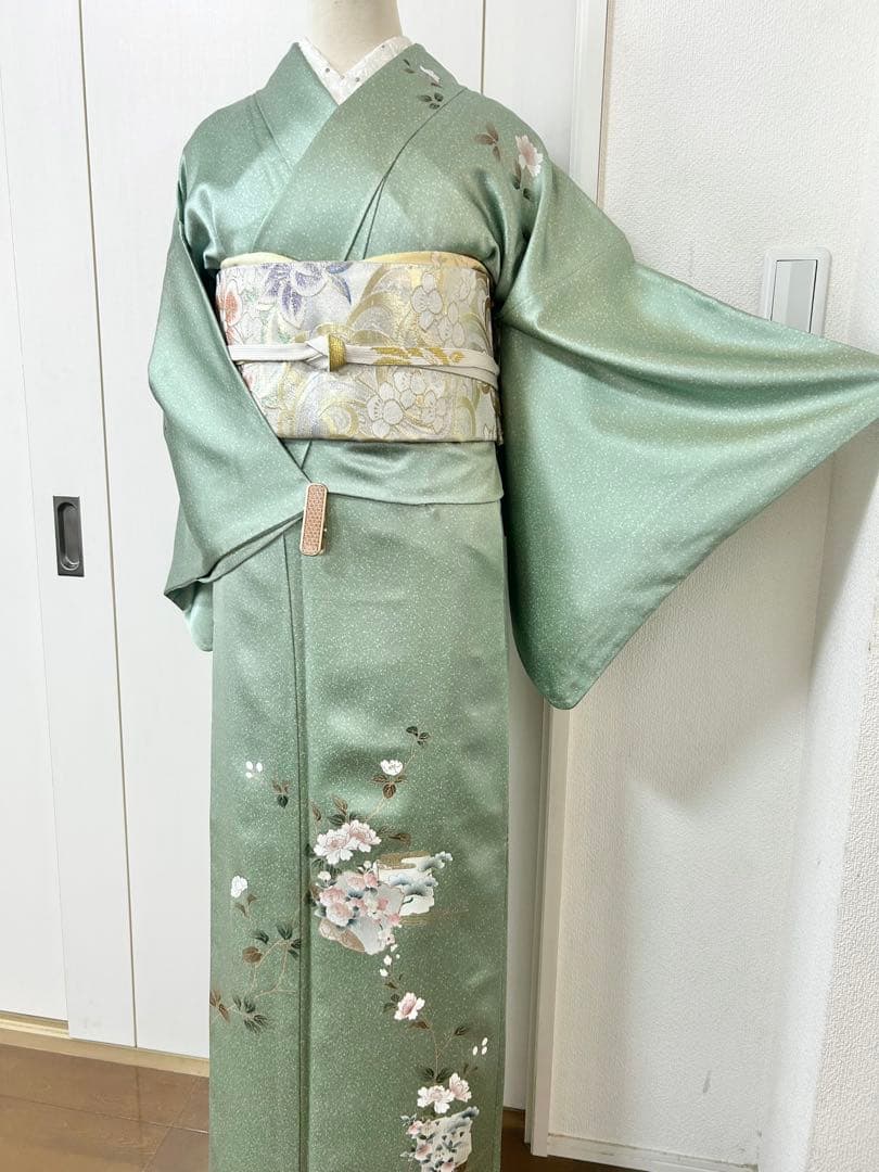 美品　トールサイズ　裄丈長め　正絹訪問着　フルセット4点　袋帯両面　入学式