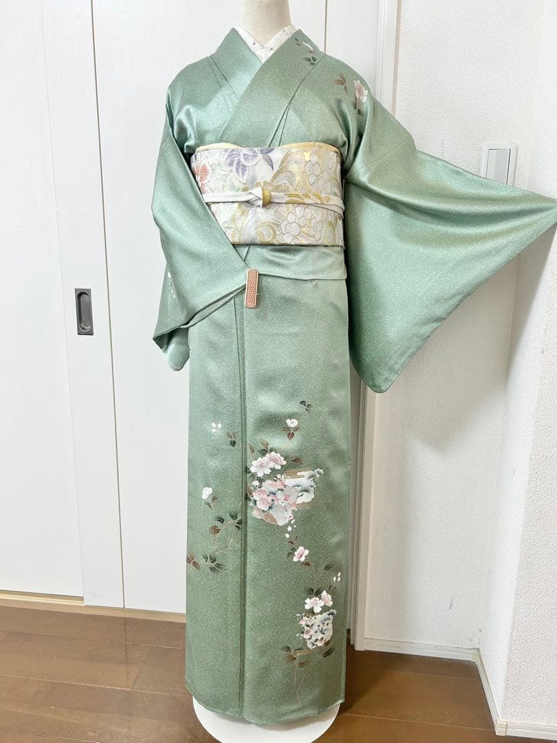 美品　トールサイズ　裄丈長め　正絹訪問着　フルセット4点　袋帯両面　入学式