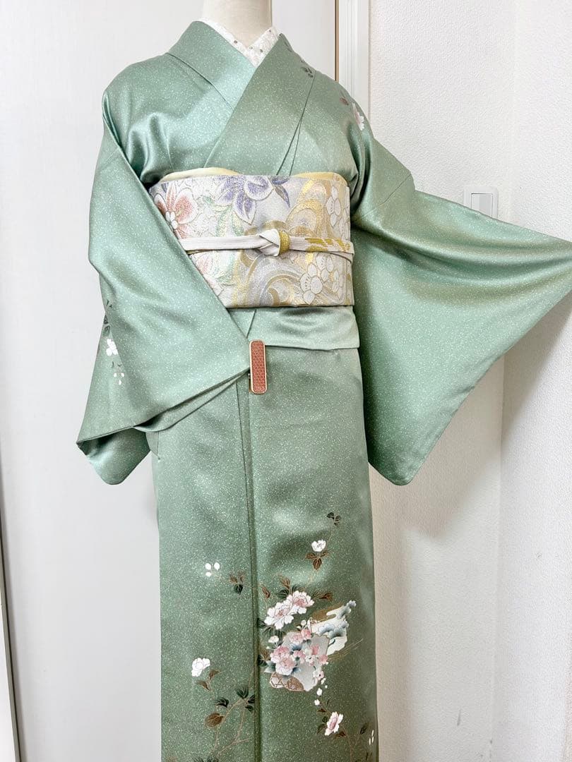 美品　トールサイズ　裄丈長め　正絹訪問着　フルセット4点　袋帯両面　入学式