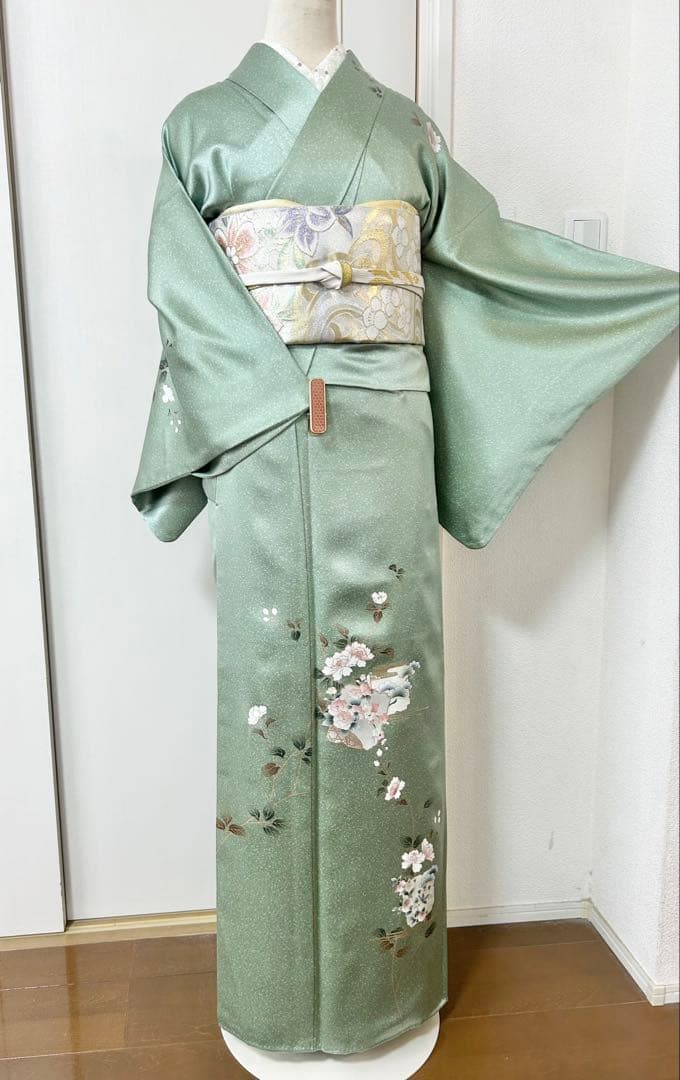 美品　トールサイズ　裄丈長め　正絹訪問着　フルセット4点　袋帯両面　入学式