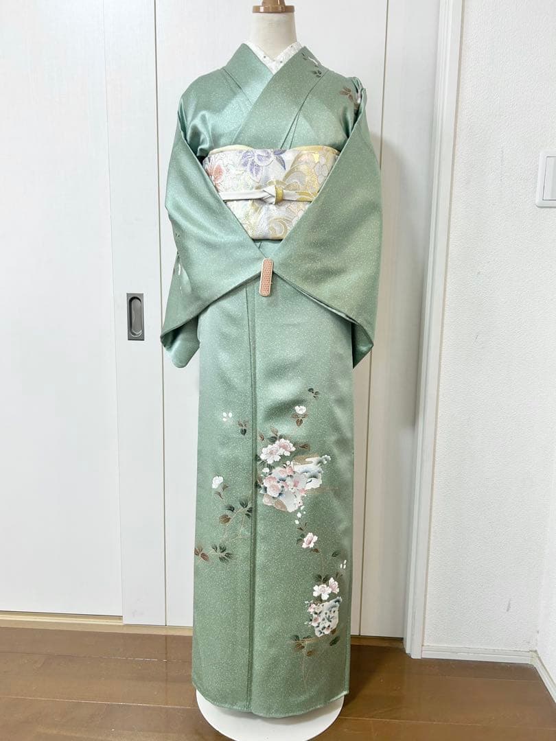 美品　トールサイズ　裄丈長め　正絹訪問着　フルセット4点　袋帯両面　入学式