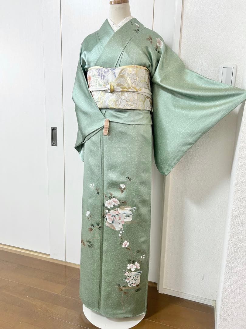 美品　トールサイズ　裄丈長め　正絹訪問着　フルセット4点　袋帯両面　入学式