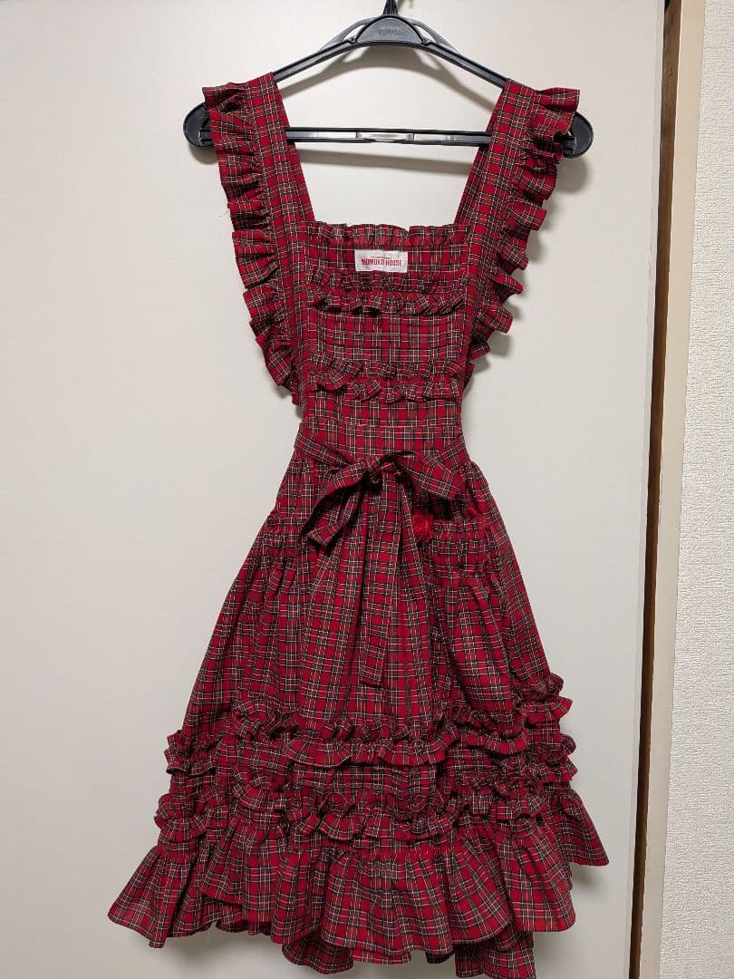 たら　モモコハウス　エプロン　ミニ　赤チェック