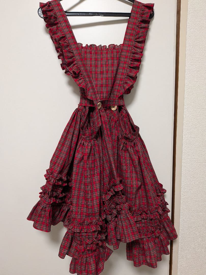 たら　モモコハウス　エプロン　ミニ　赤チェック