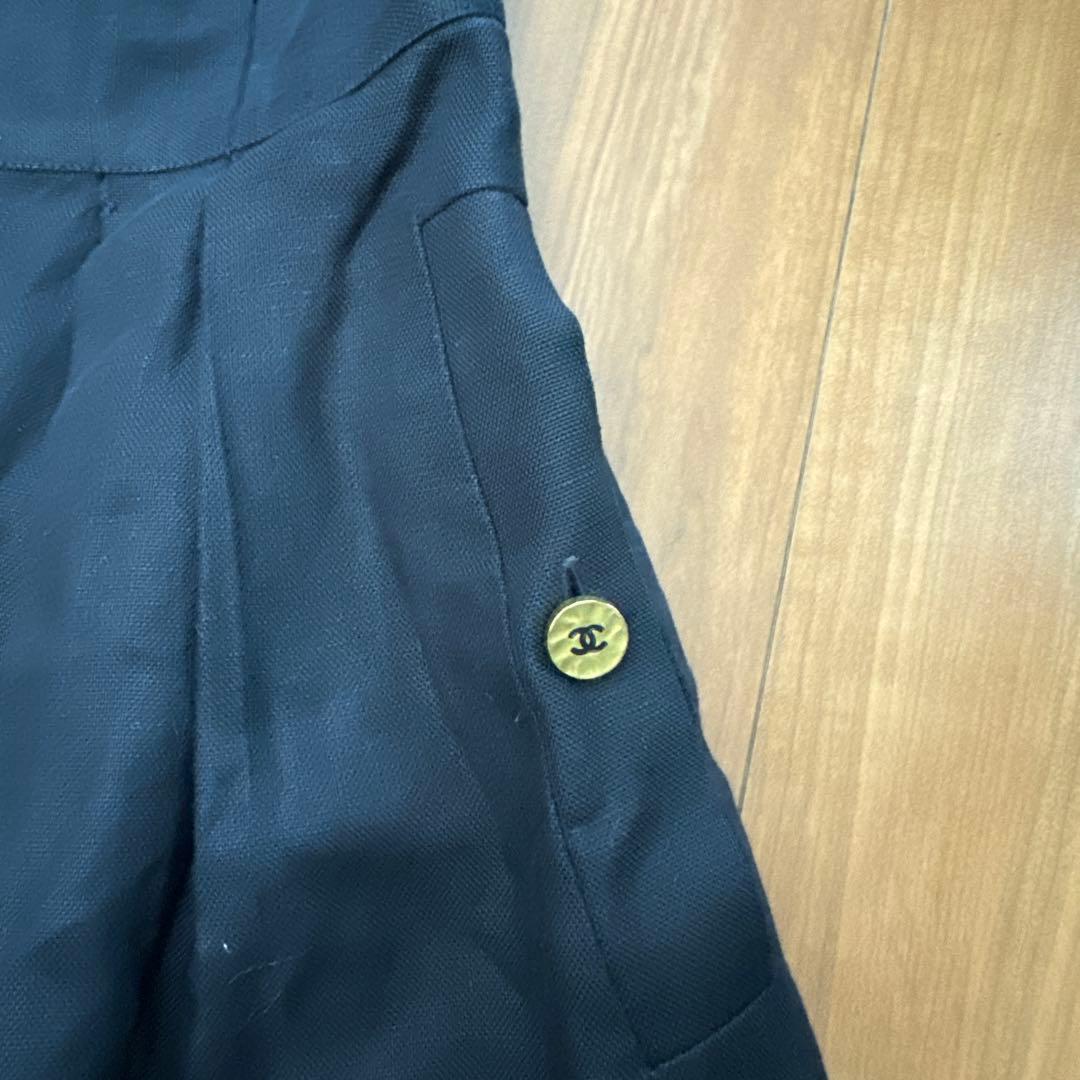 シャネル　キュロットスカート リネン　ヴィンテージ ゴールドココマークボタン