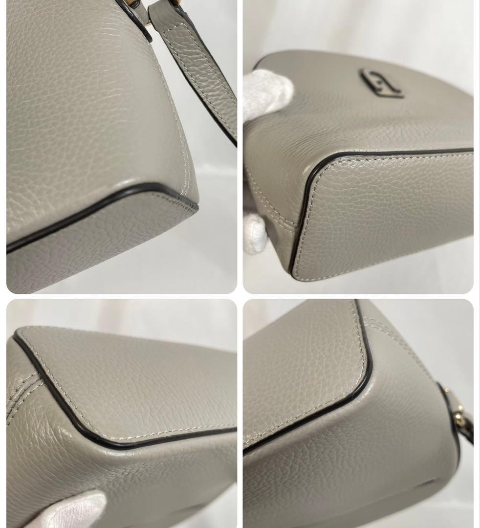 美品 FURLA フルラ ショルダーバッグ アテナ レザー グレー