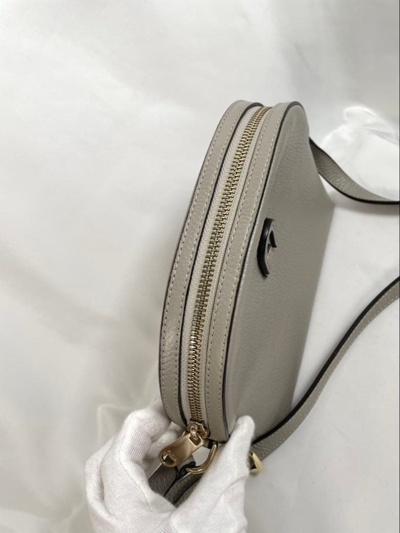 美品 FURLA フルラ ショルダーバッグ アテナ レザー グレー