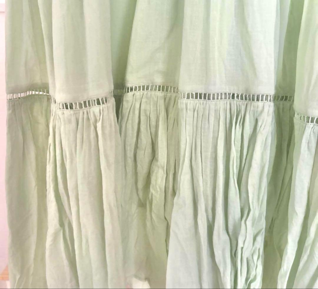 ミントグリーン ロングワンピース 長袖