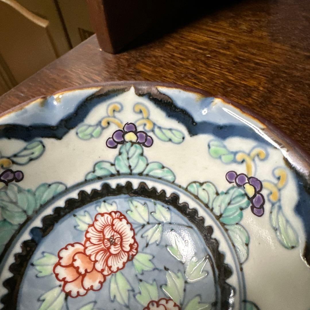 新品未使用. 佐藤走波. 高台皿鉢. 染錦. 六方草花文. 二客