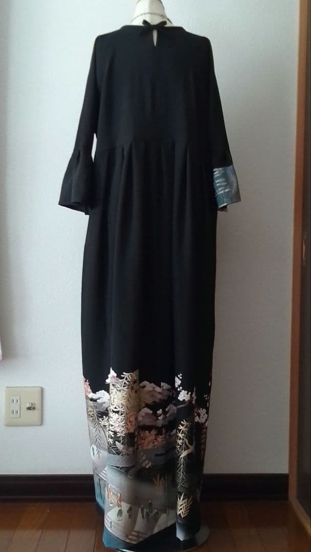 ゆみこ 着物リメイクワンピース 留袖ドレス 京大橋 落款あり作家物
